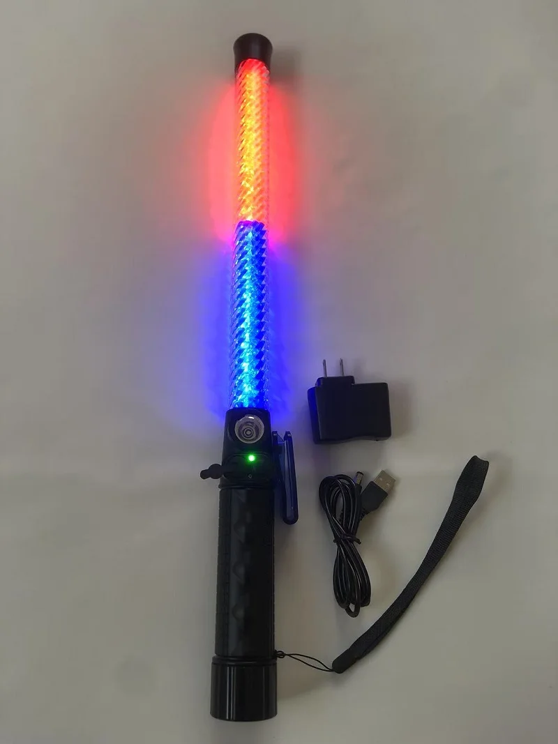 21Inch Road Traffic Conductor's Wand LED Traffic Control Stick Safety Light Rod With Flashing Modes Air Marshaling Signal Wand