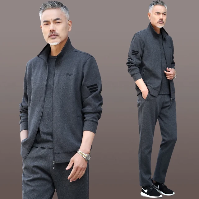 Tuta sportiva di mezza eta e anziana da uomo primavera e autunno nuovo papa autunno Outfit abbigliamento sportivo Casual tuta a tre pezzi da uomo 1 pz AliExpress
