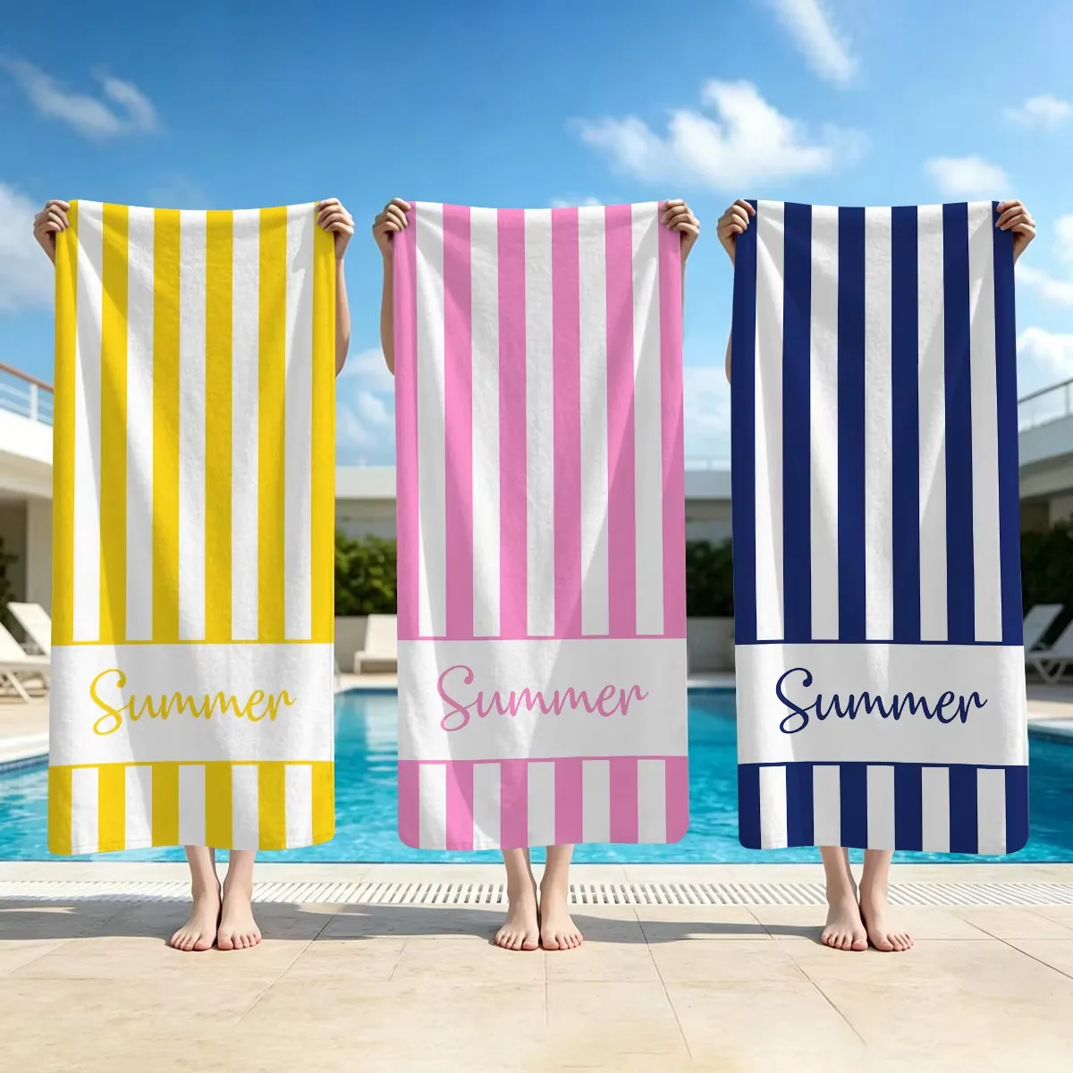 1pc Colorful Stripes Beach Towel, Perfect Gift for Kids and Lovers, Super Soft Absorbent Quick Dry for Travel Swimming Pool