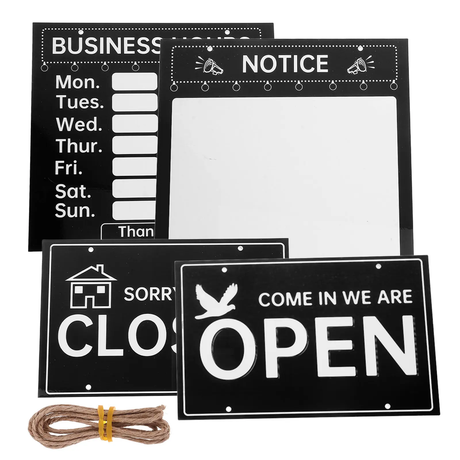 1Set Writable Open Close Sign for Store Entrance Business Hours Notice Board Decorative Store Door Sign Restaurant Cafe Shop