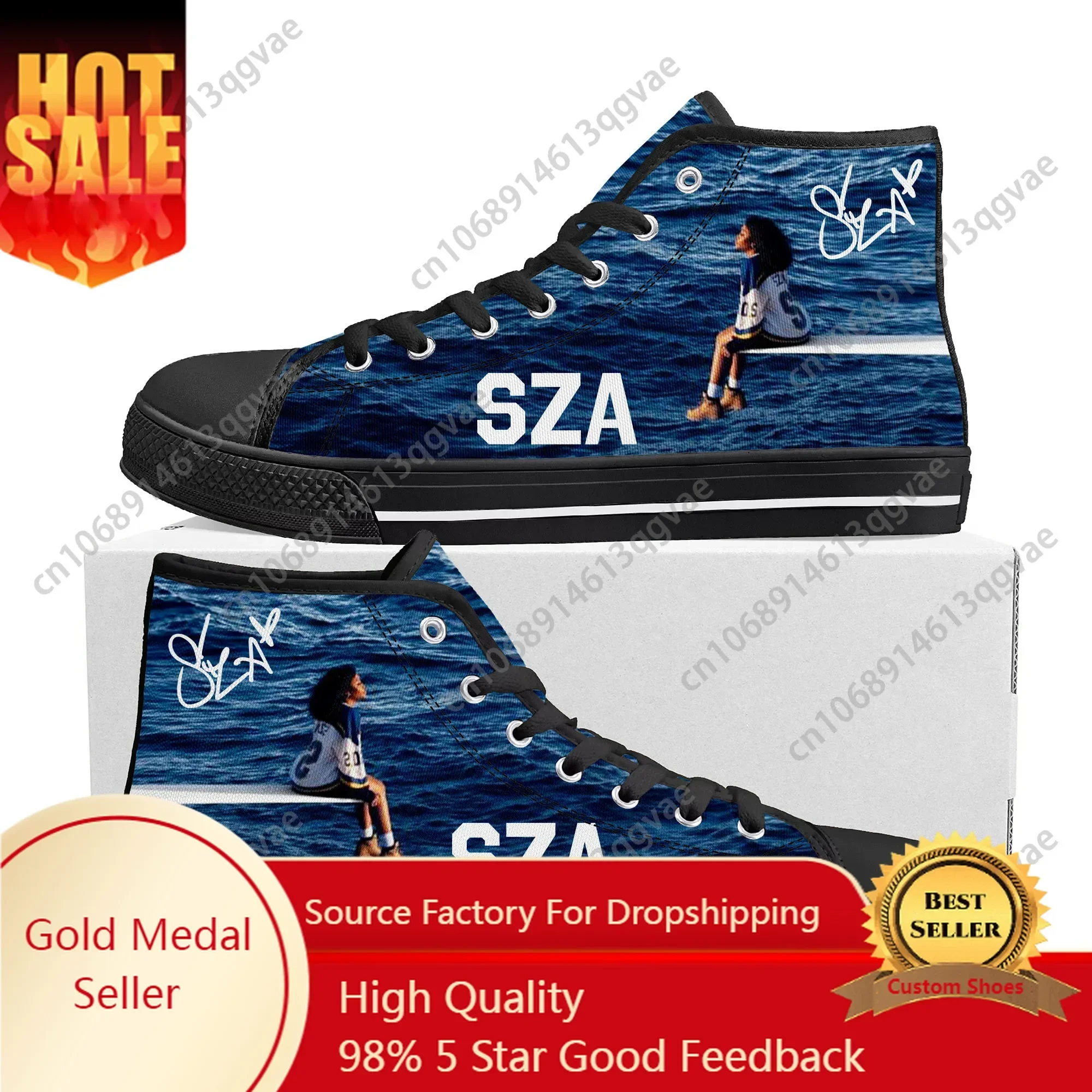 Sza Music American Singer Kill Bill High Top High Quality Sneakers Mens Womens Teenager Canvas Sneaker Custom Made Couple Shoes