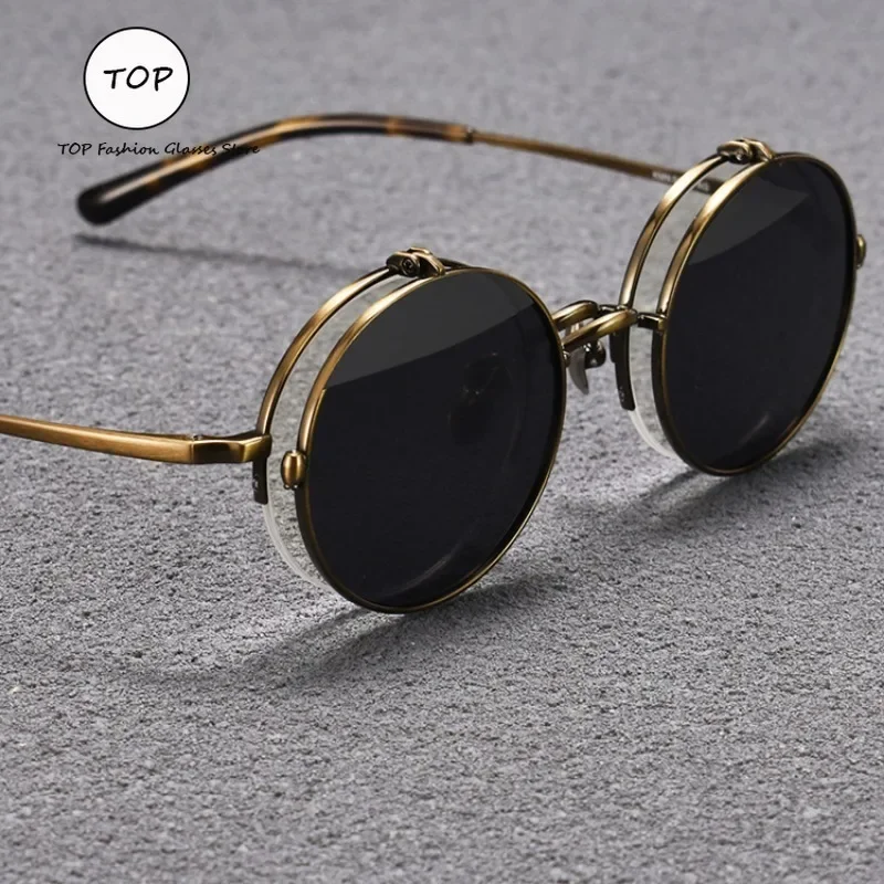 

Polarized Clamshell Sunglasses for Men Double Handmade Retro Oval Ultralight Titanium UV400 for Women with Myopia Sunglasses