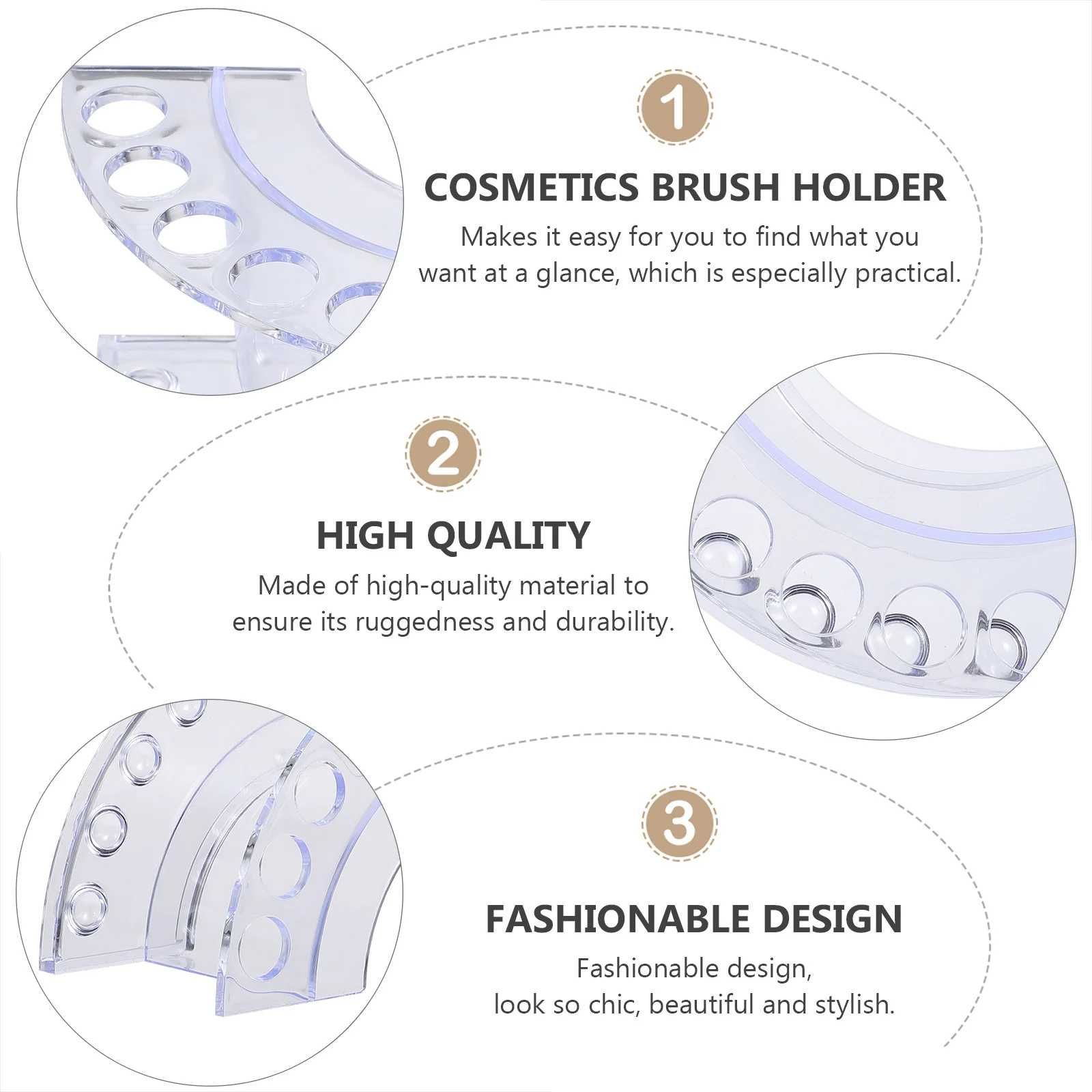 

Brush Stand Clear Makeup Organizer Holder for Brushes Pencils Eyeliners Toiletry Storage Box Bathroom Dresser Table Use