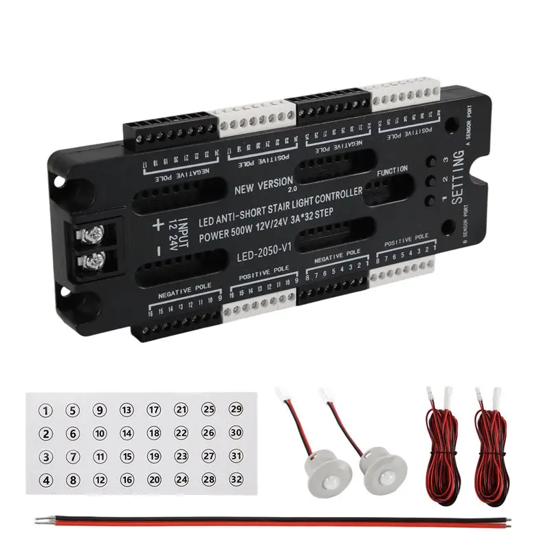 2026 New 4X For Stairs Flexible Strip Indoor LED Motion Sensor 32 Channels Adjustable Brightness DC 12V 24V