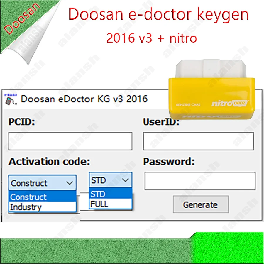 For Doosan eDoctor Engine Diagnostic Keygen 2016 V3 E-doctor+ Nitro