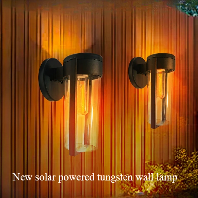 

New Solar Tungsten Wall Lamp for Outdoor Courtyard Villa Garden Decoration Atmosphere Lighting Fixtures