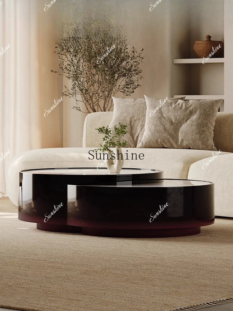 

Living room Italian simple high-end luxury stone coffee table combination FT