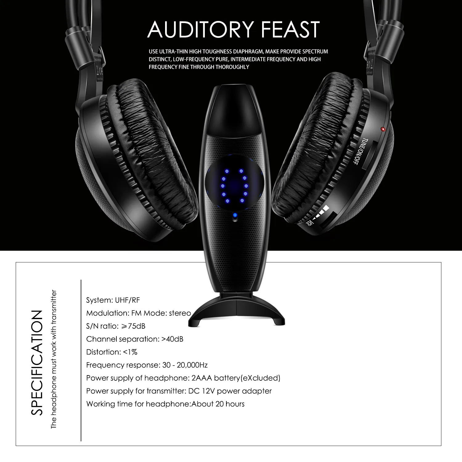 Ultra Low Bass Silent Disco Wireless Headphones 20pcs Bundle For Family Pary Club Conference Fitness