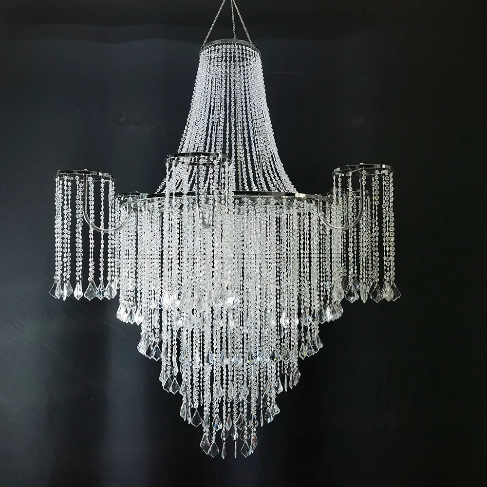 Wedding props wrought iron fashion crystal bead curtain chandelier hotel stage wedding venue decoration lights