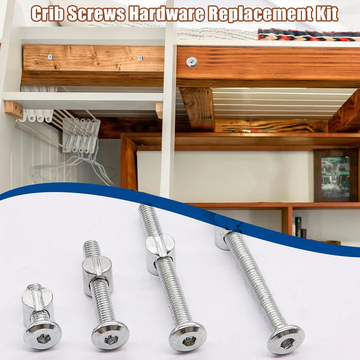 20 مجموعات من مسامير سرير الطفل الأجهزة استبدال عدة ذات الطابقين السرير الترباس سداسية المقبس مسمار مزلاج مع دلو الجوز/وجع #4