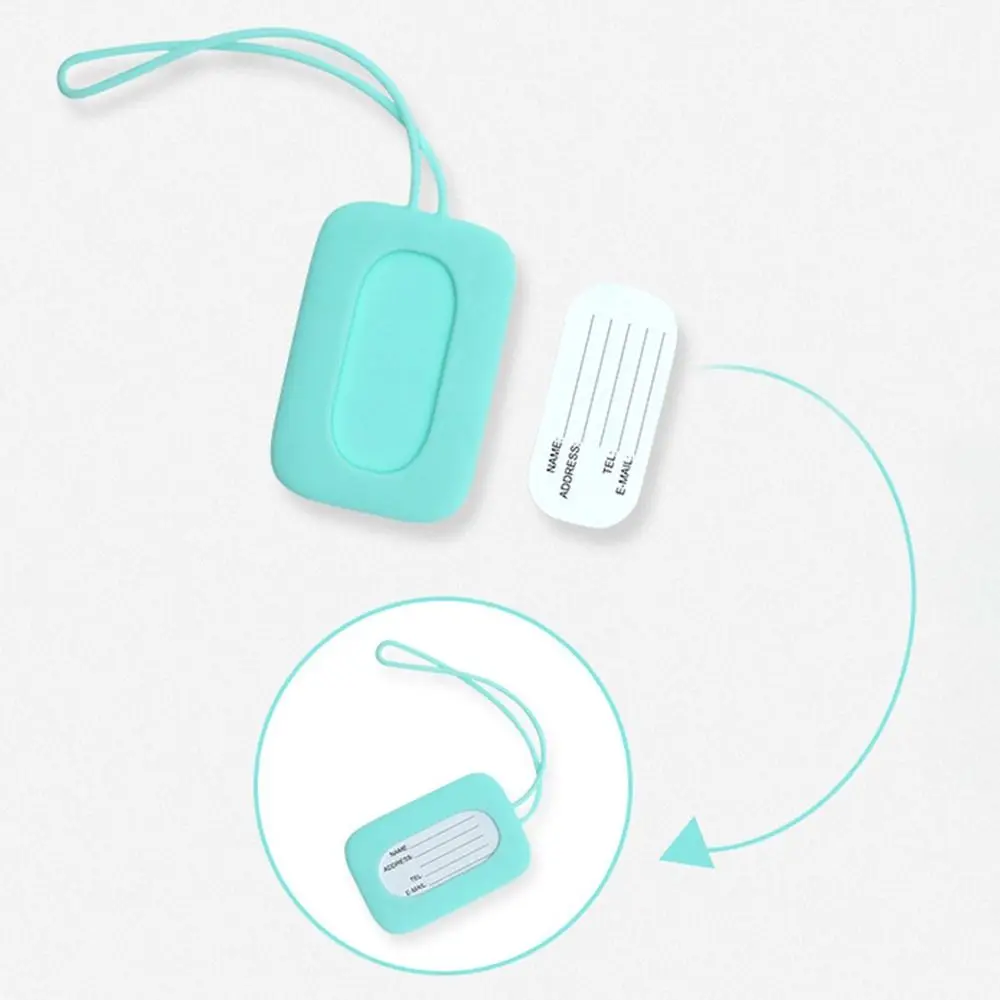 Universal Silicone Luggage Tag Anti-lost with Lanyard Boarding Pass Tag Soft Name Phone Address Label Travel
