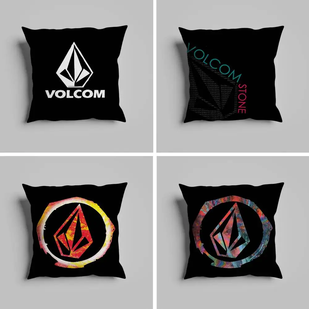 

Fashion V-VolcomS LOGO Pillow Case For Car Pillows 60x60 Cushions Luxury Double Sided Cover Home And Decoration Sofa 30x30