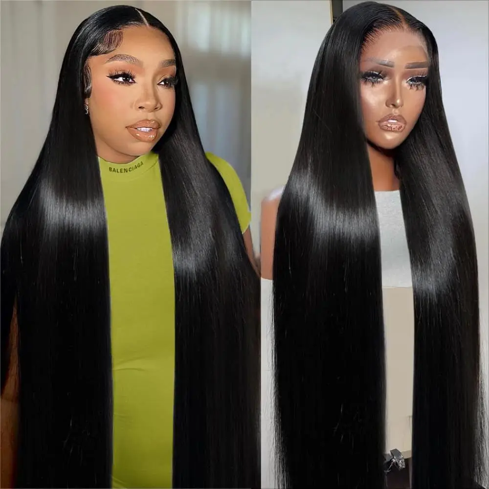 40 Long Inch 13x4 HD Lace Front Wig Brazilian Bone Straight Human Hair Wig For Women 200 Density 13x6 Transparent Lace Frontal Wig image 5