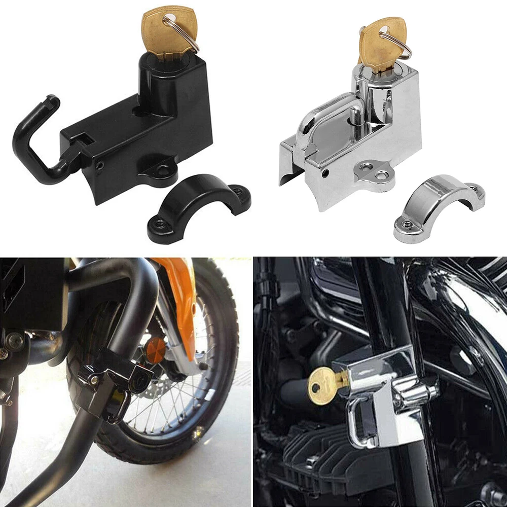 

Motorcycle Helmet Lock Anti-Theft Bicycle Helmet Security Locks For 22-32mm Handlebar with 2 Keys and Installation Tool