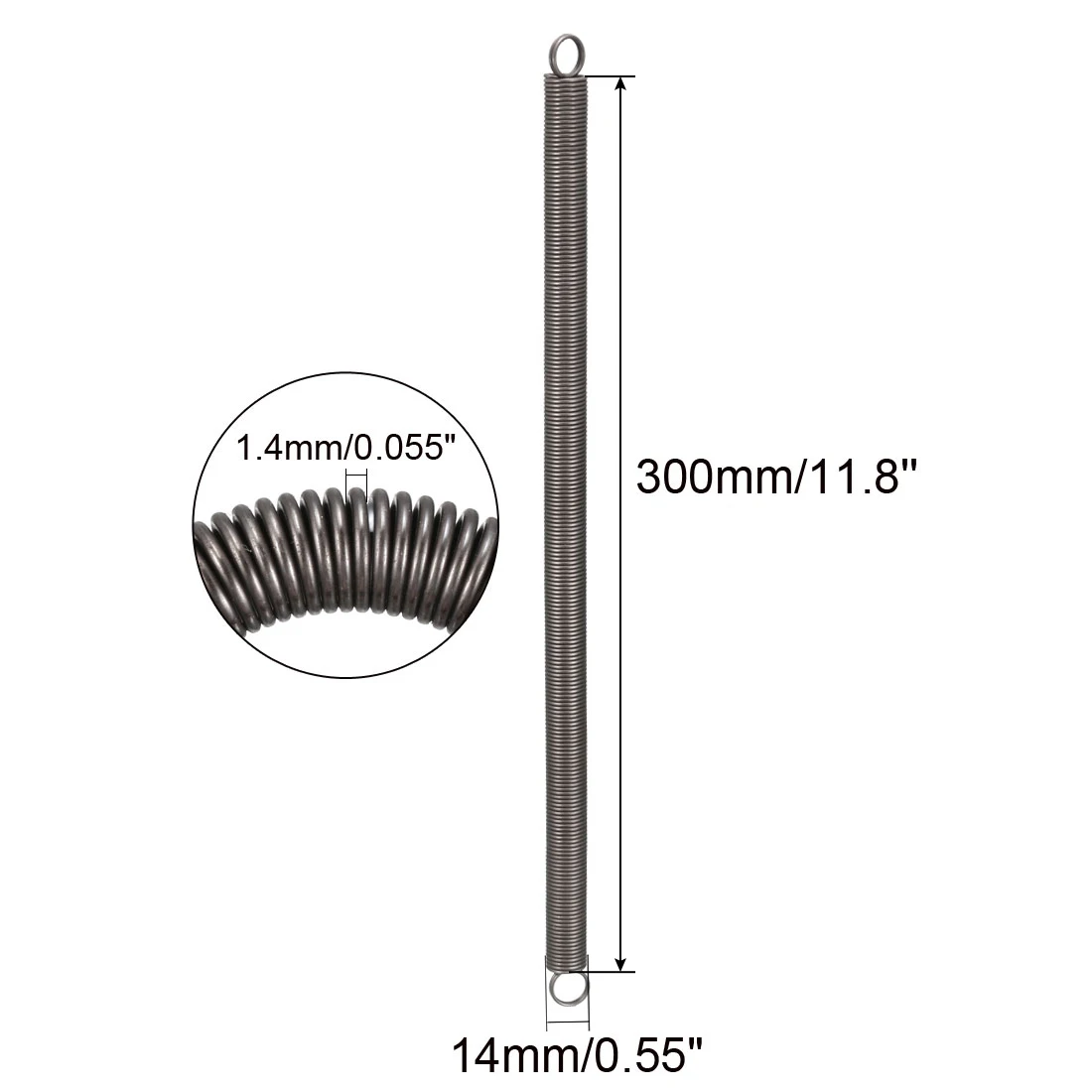 1/2Pcs Extension Spring 1-1.4mm Wire Diameter 5-16mm OD 300mm Free Length Spring Steel Small Dual Hook Extension Tension Spring