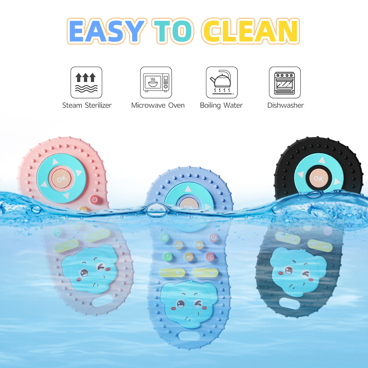 ألعاب عضاضة مهدئة للطفل من السيليكون للتحكم عن بعد ألعاب عضاضة للرضع نمط الفيل التعليمي الحسي 1 قطعة