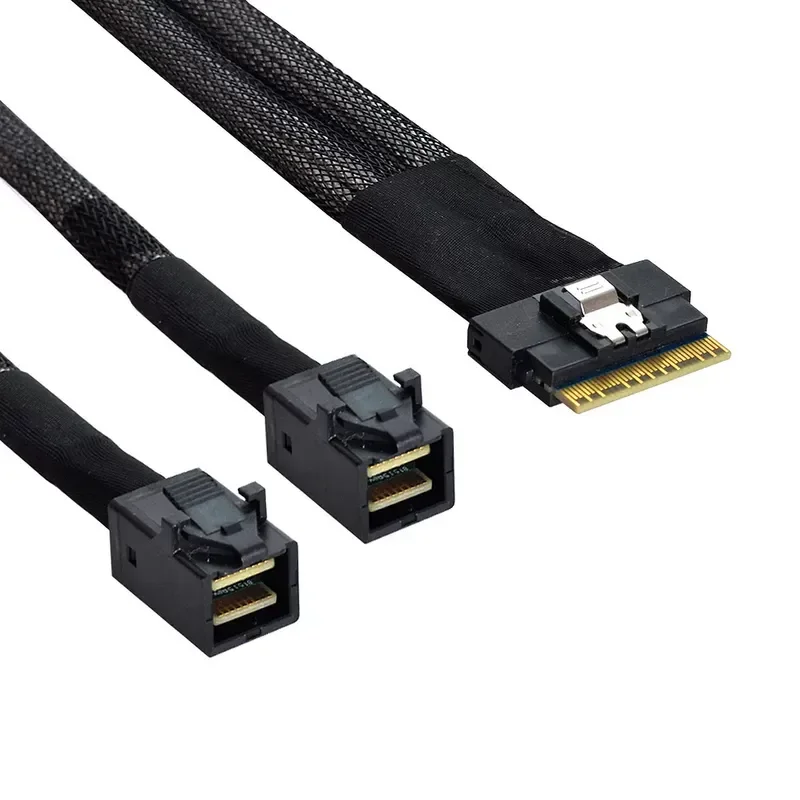 SFF-8654 8i 74P Pair Dual SFF-8643 Cable with Built-in Slimline SAS 4.0