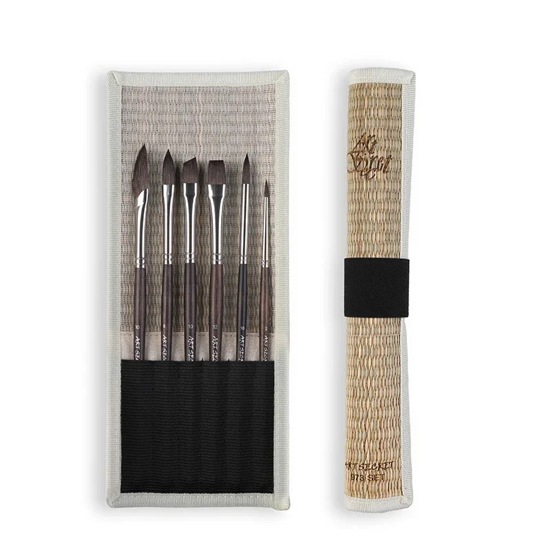 Artsecret New #973 Mixed Blue Squirrel Hair and Imported PBT Synthetic Hair Professional Oil Watercolor Painting Brush Set