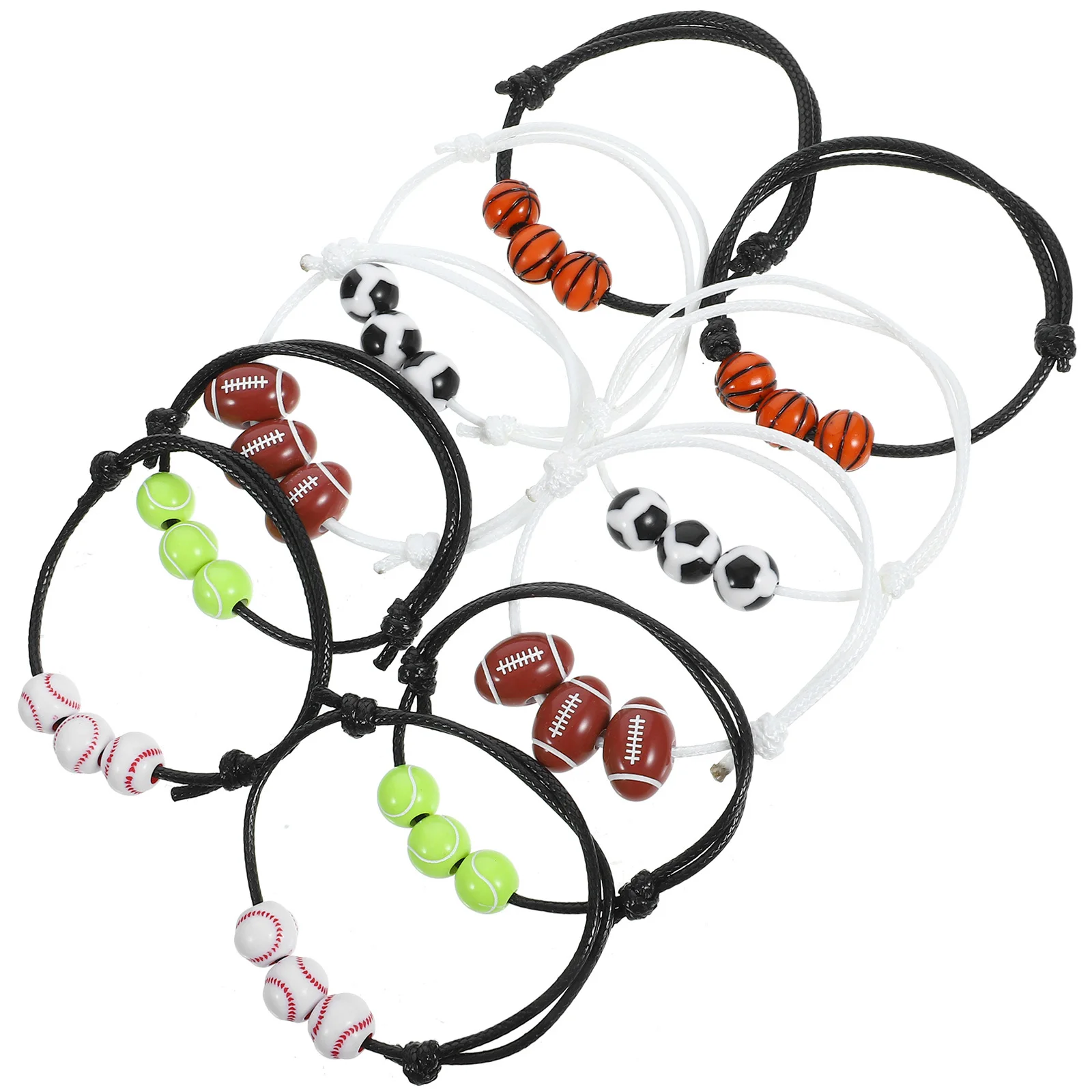 

10Pcs Sports Ball Bracelet Adjustable Trendy Chic Accessory for Men Women Boys Girls Party Decor Sports Bracelet