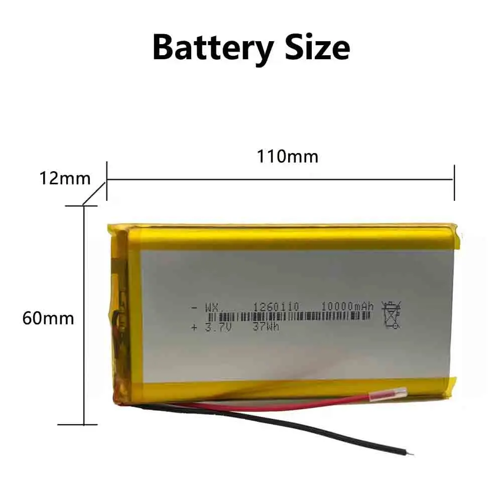 3.7V 10000mAh 1260110 Polymer Lithium Battery/lithium Ion Battery with Protection Board for Power Bank GPS 100% Real Capacity