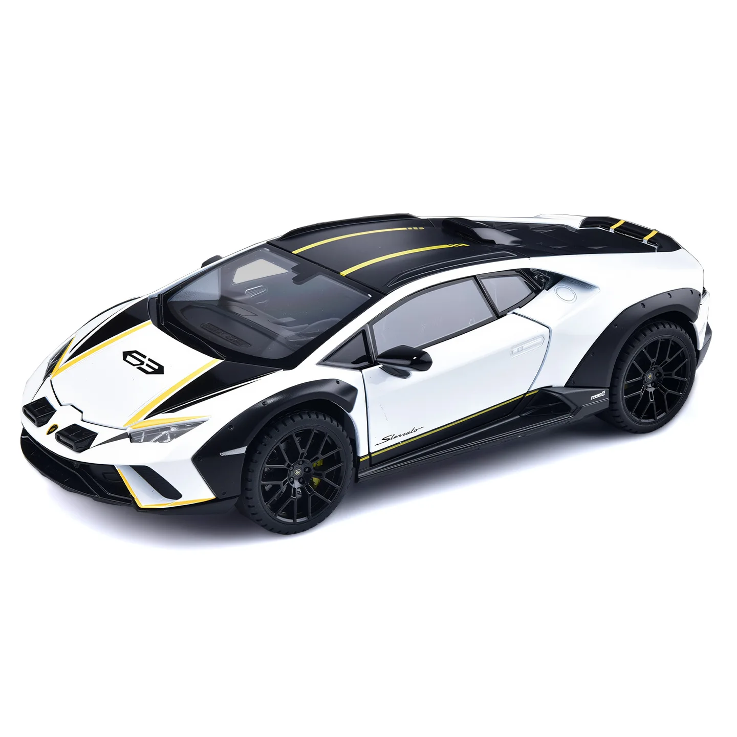 Simulação 1:24 modelo de carro em liga Lamborghini STO, portas e capô do motor, porta-malas pode ser aberta, presentes de retorno de som e luz