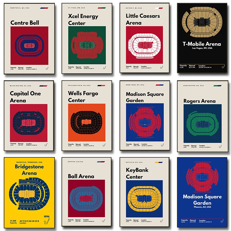 

Modern Hockey Posters Rogers Place Stadium Minimalist Office Prints Canvas Painting Wall Art Pictures Home Sports Bedroom Decor