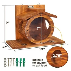 Comedero de madera para ardillas – Montaje en árbol o pared