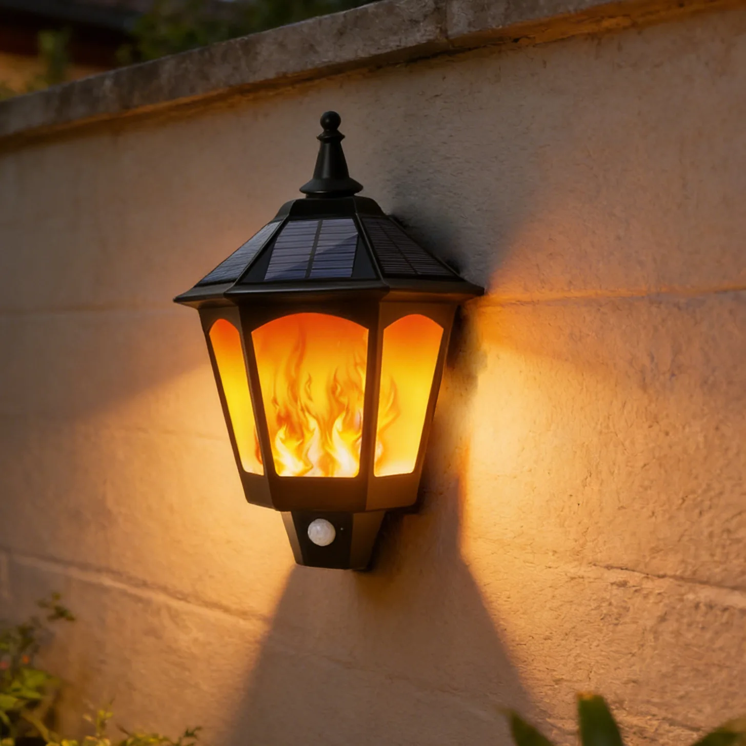 Solar Wall Light Induction Flame Light Two Modes Garden Decoration Landscape Outdoor Lighting