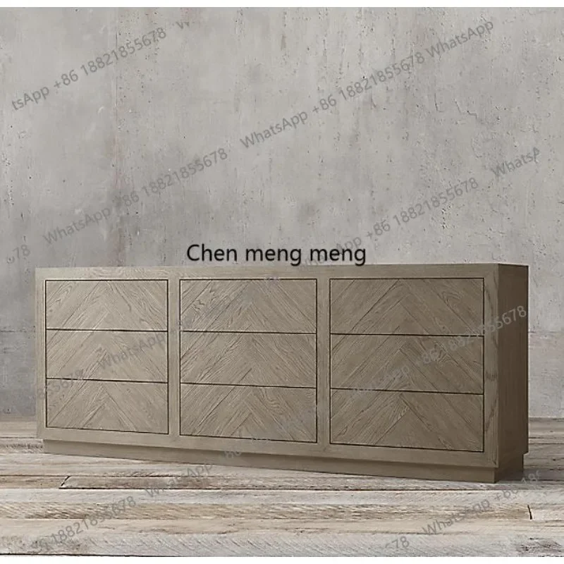 Italian light luxury solid wood chest cabinet, very simple modern porch cabinet, American rural retro decorative cabinet