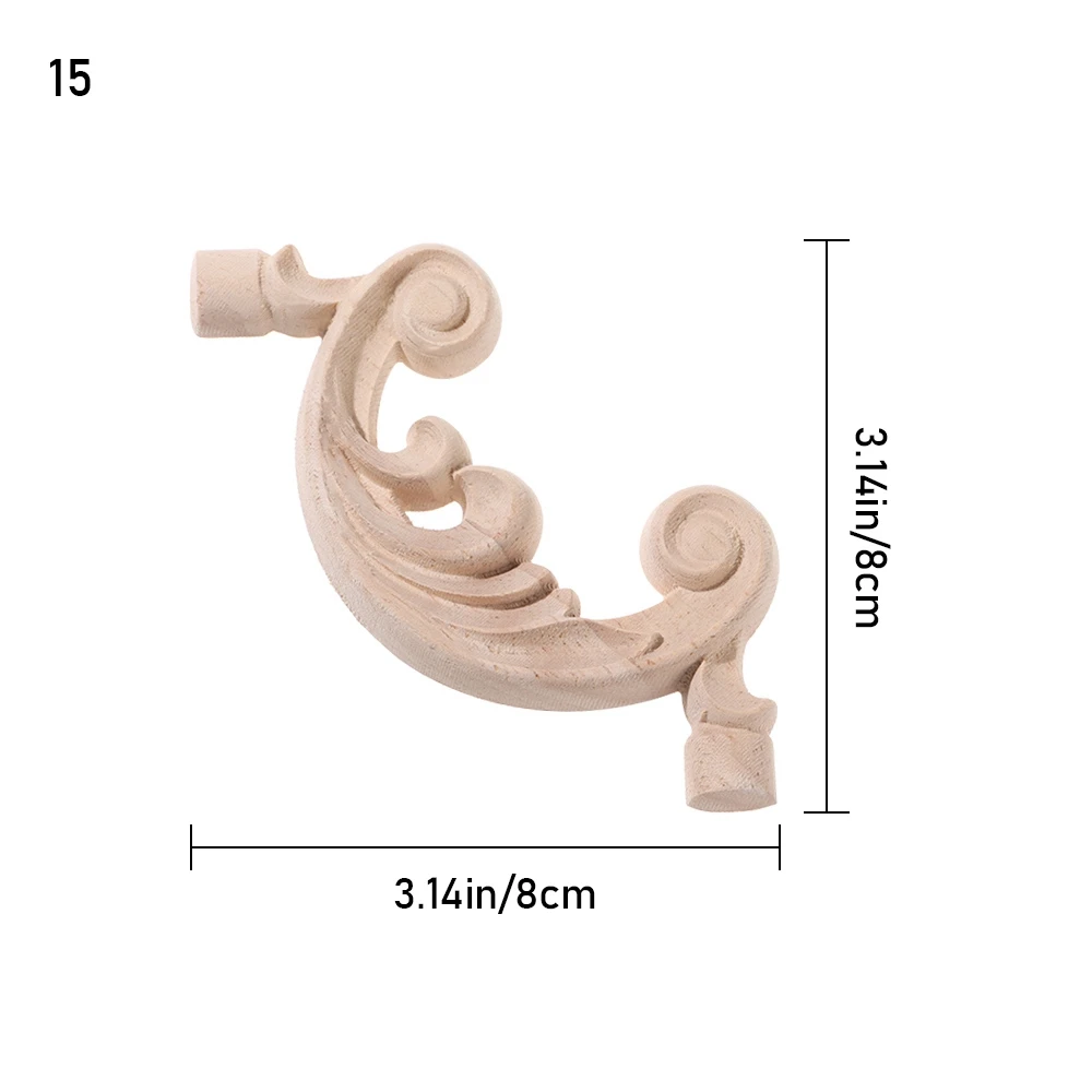 New Unpainted Oak Home Furniture Decorative Wood Appliques Corner Applique Onlay Decal Carved Wave Flower