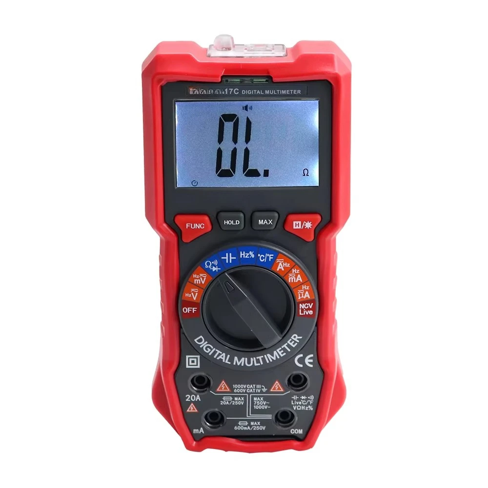

FR17C Handheld Multimeter 6000 Counts for Measure Voltage Current Resistance Diodes Continuity Capacitance with NCV Function