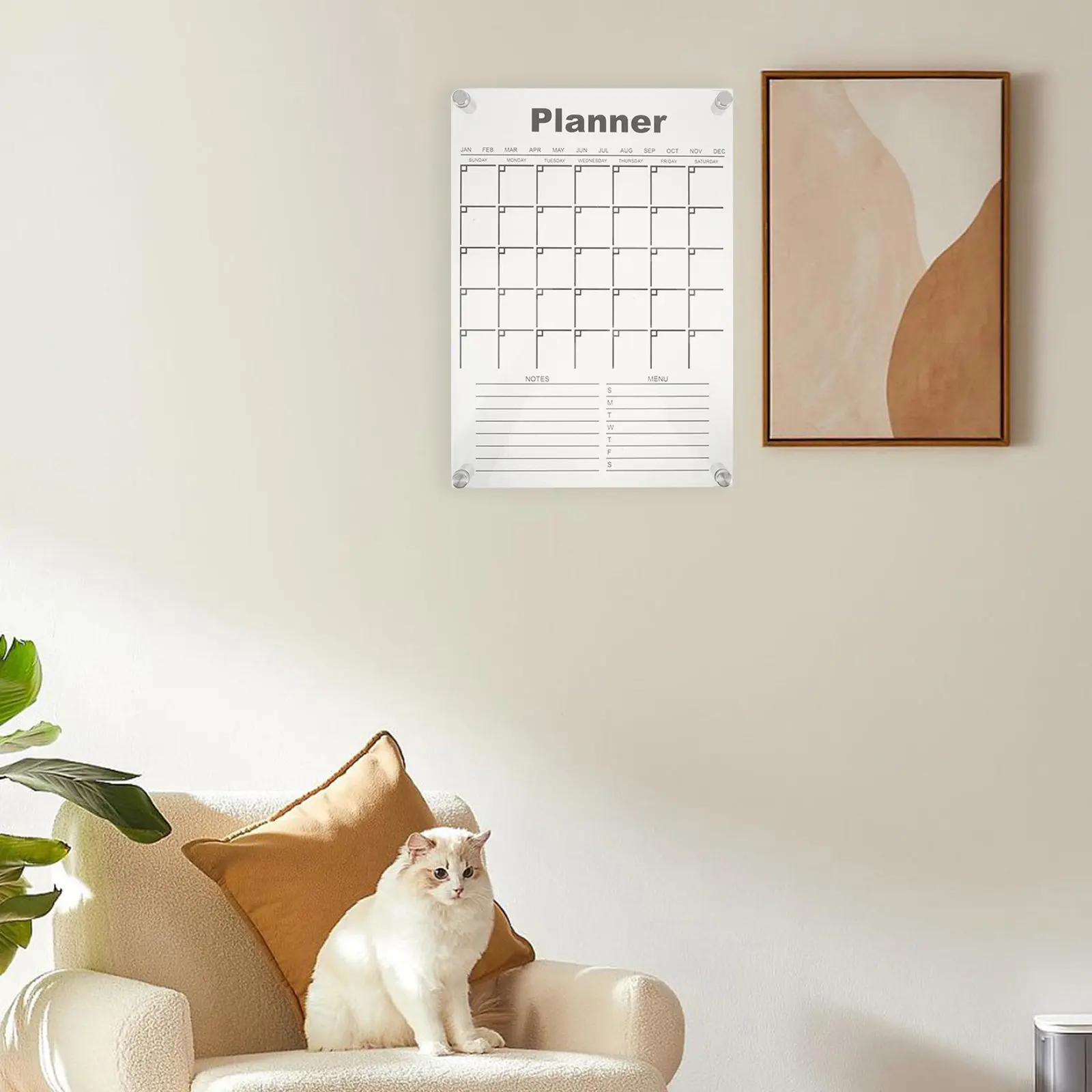 1Set Acrylic Wall Calendar Erasable Month Planner Memo Board Dry Erase Board Writable Reusable Transparent Monthly Message
