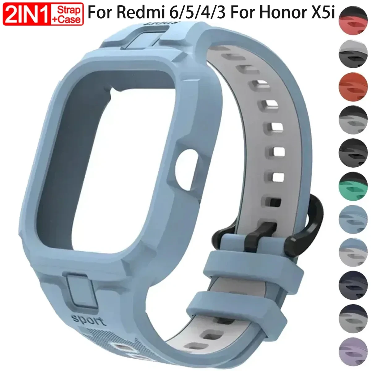 Silikonarmband + Hülle für Xiaomi Redmi Watch 6/5/4/3 Ersatz Weiche TPU-Abdeckung Armband für Honor X5i Armband Correa Gürtel