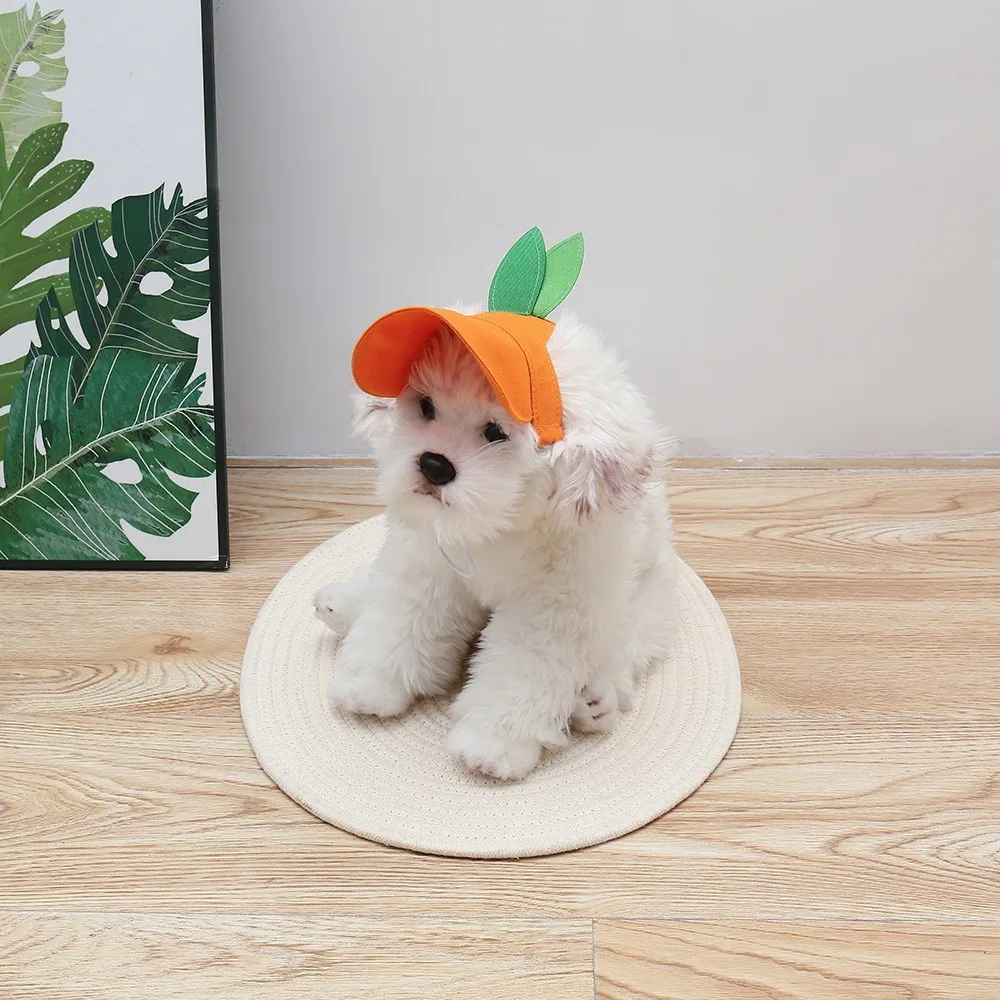 

Portable Orange Dog Sun Hat Adjustable Breathable Dog Sunshade Comfortable Pet Baseball Cap For Dogs Cats