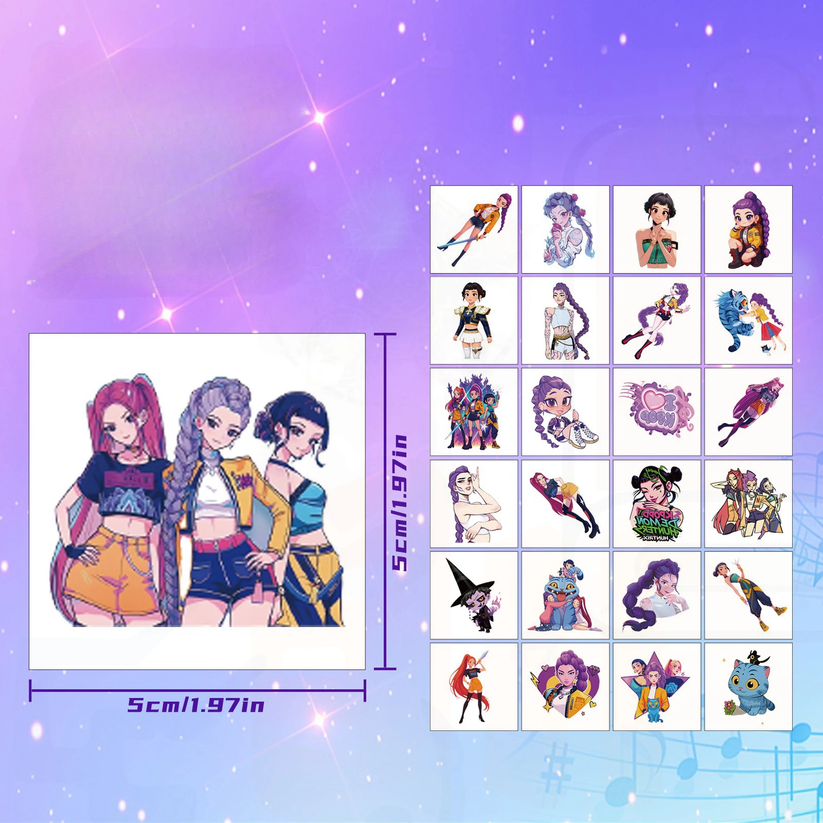 1 مجموعة جديدة الكرتون Kpop شيطان الصيادين المؤقتة الوشم ملصق رومي لطيف مقاوم للماء الوشم لهدية حفلة مضحكة #5