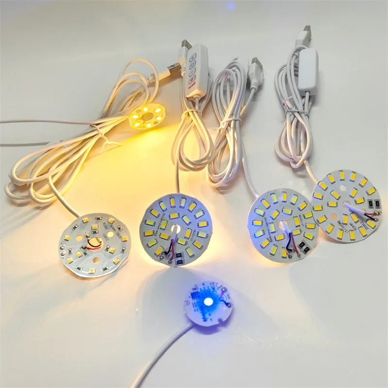 1.5M Switch Cable 3/5/10W 1PC USB Plug LED Light Source DC5V SMD 5730/2835 White Light Beads Ring Chip with Black