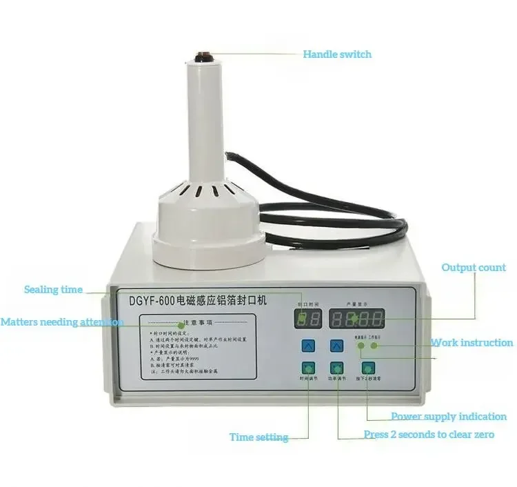 DGYF-600 سلسلة المحمولة العديد من الموديلات المستمرة الكهرومغناطيسية التعريفي السدادة الألومنيوم احباط آلة الختم للزجاجات