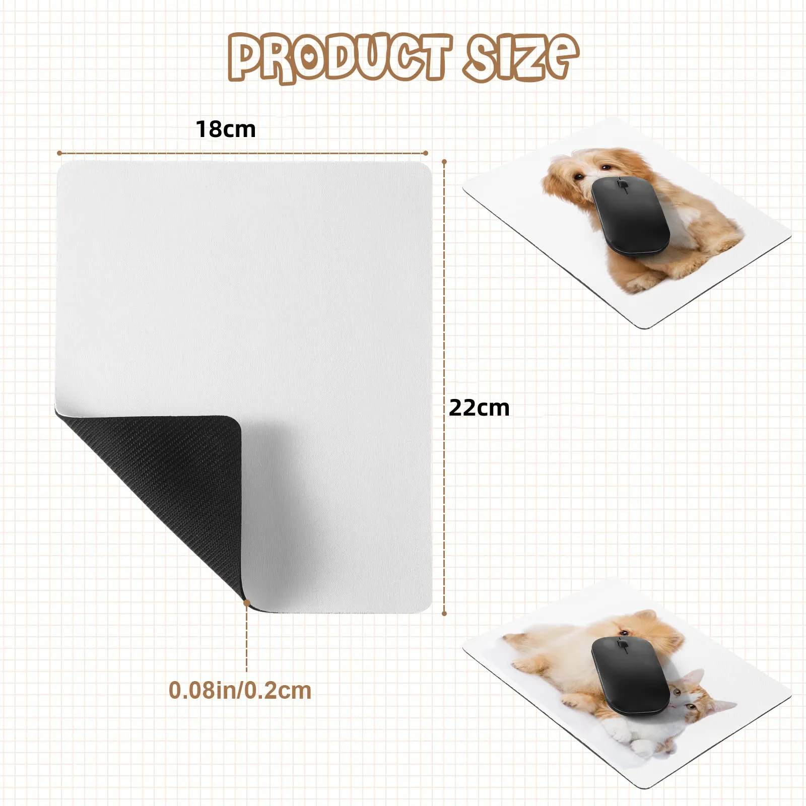 2Pcs/Set Sublimation Mouse Pad Blank Rectangular DIY White Mouse Pad Blanks Mousepads Non Slip Rubber Printing Crafts