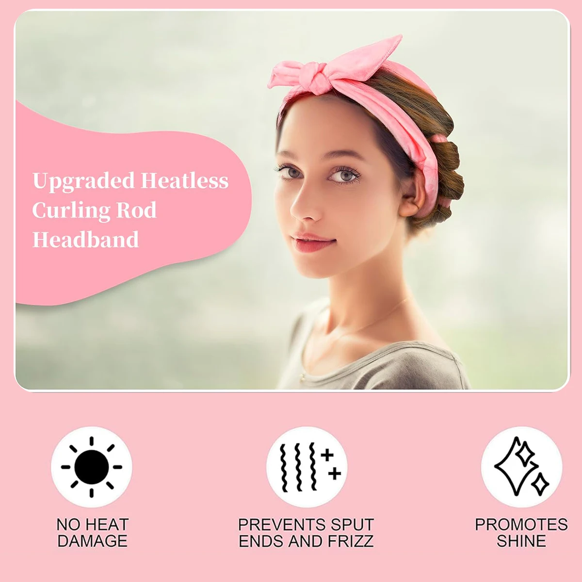 

Satin Heatless Curler, Overnight Hair Roller, No-Heat Curling Set, 70" Satin Headband, Long Wave Rod Voluminous Curls