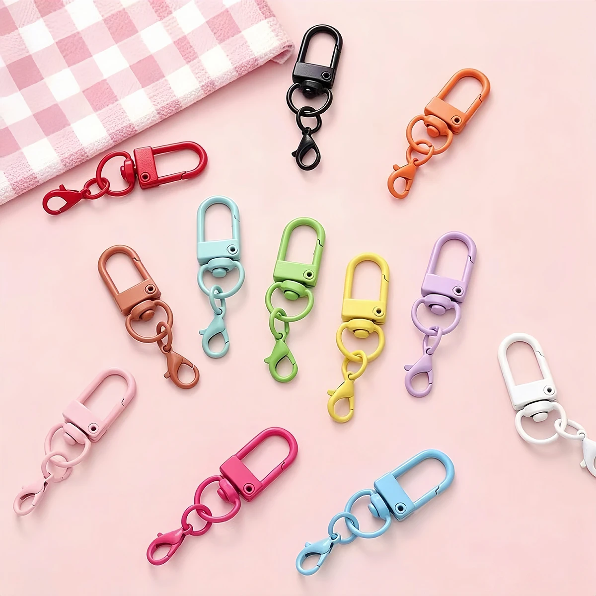 5-10 Stück bunte Metall-Schnappverschlüsse, Karabinerhaken, drehbare Schlüsselringe, Schnallenverbinder für DIY-Anhänger, Schlüsselanhänger, Taschenzubehör – Detail 3