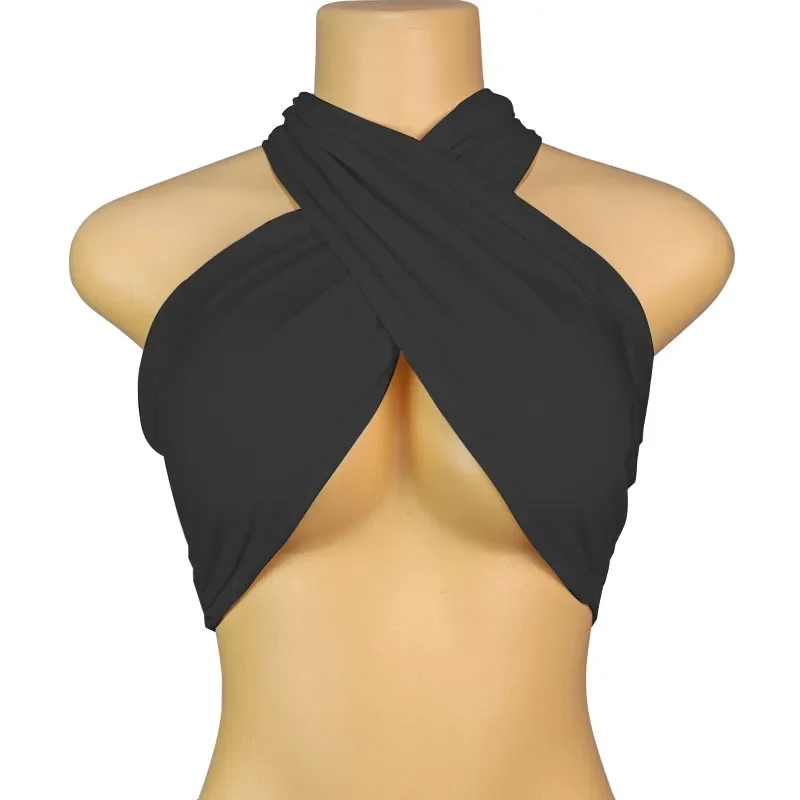 Camiseta sin mangas Sexy con vendaje cruzado y espalda descubierta para mujer, Tops cortos con cuello Halter, camisola de ombligo desnudo, Top de tubo para mujer, chaleco recortado