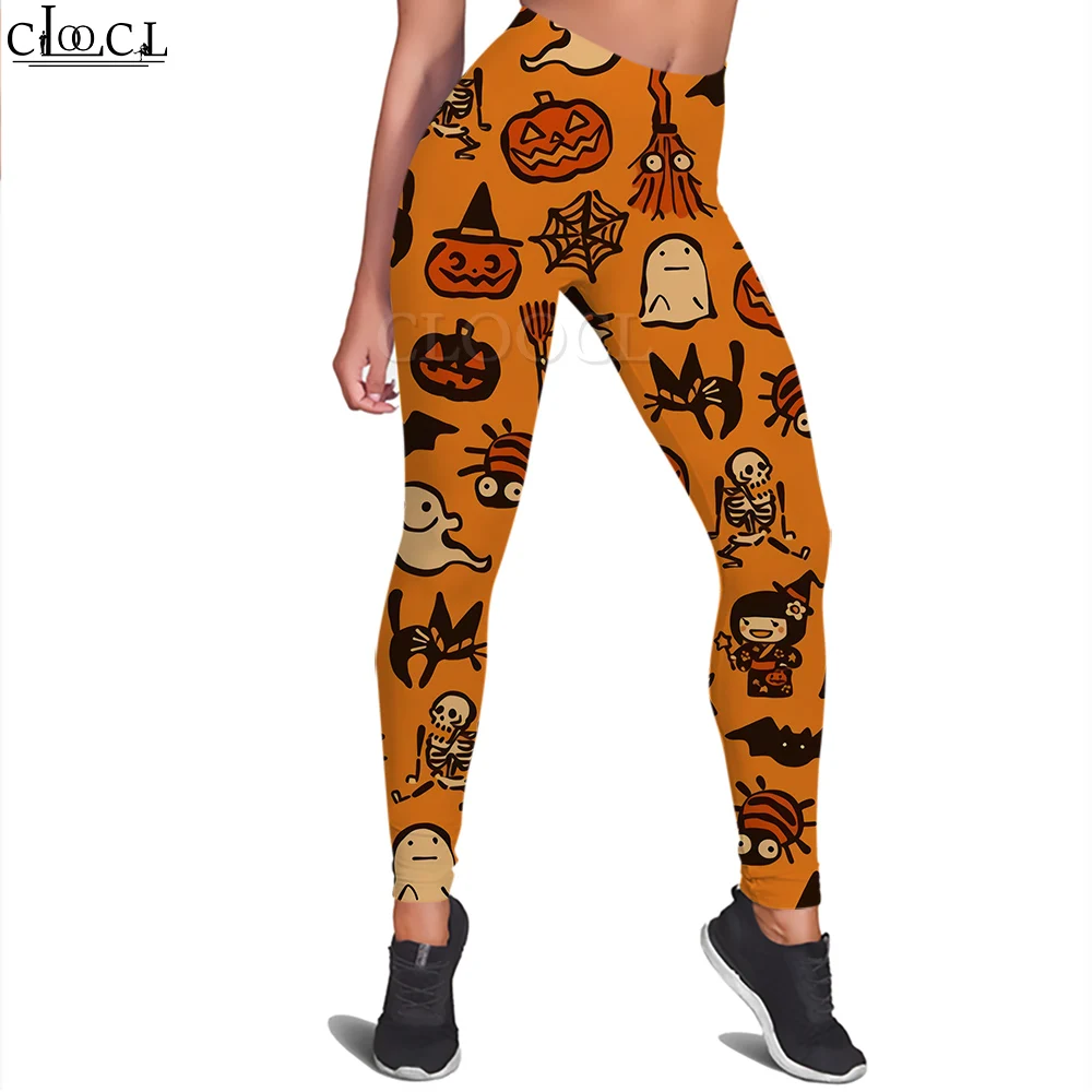 CLOOCL Women Leggings Halloween Trousers Pumpkin Demon Pattern 3D Print Push Up Stretch Slim Leggings Harajuku Clothing