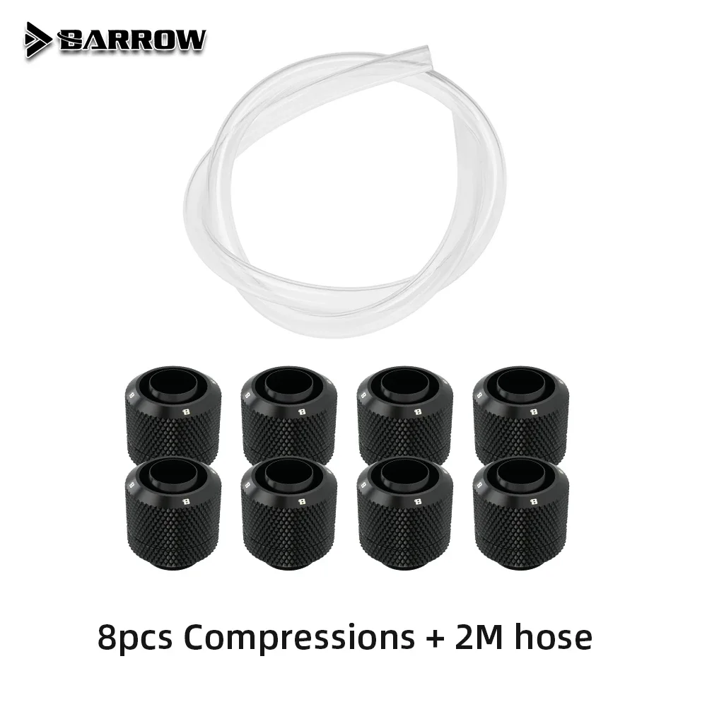 Barrow Water Cooling Fitting Kit  Hose Compressions 8pcs 10x13mm 10x16mm Soft Tube Connectors CPU Block Liquid Fluid Building