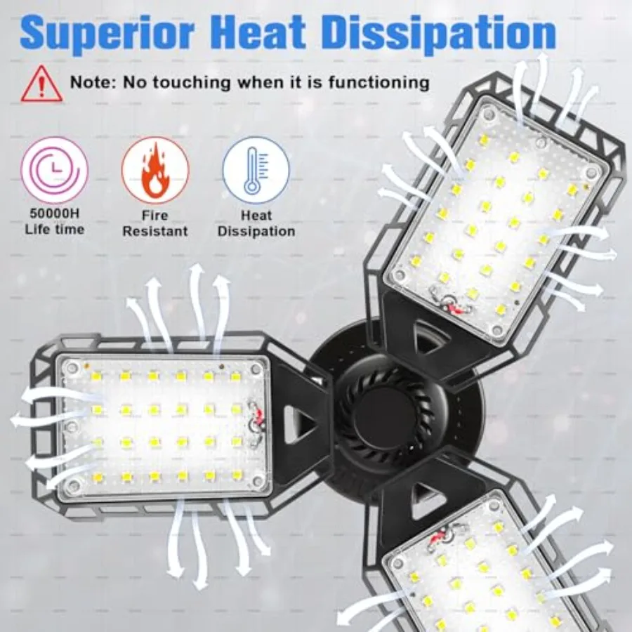 LED Garage Lights Bulb -80W, 000LM 6500K Led Shop Light with Deformable, Basement Barn Light Garage Ceiling Lights, E26/E27 for view 4