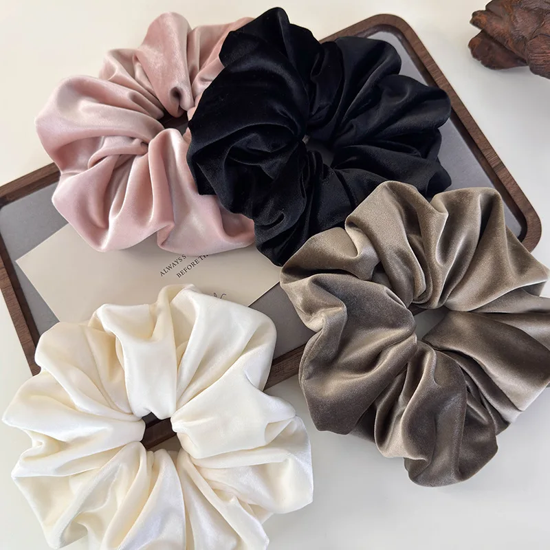 Retro Simple Velvet Large Hair Scrunchies Solid Color Headbands for Womes Girls Elegant Head Rope Rubber Bands Fashion Hair Ties