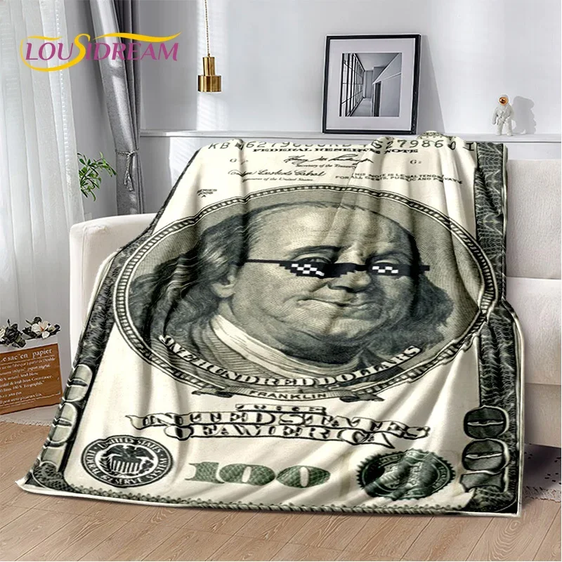 Dollar Euro Pound Money Rich Cartoon Soft Plush Blanket,Flannel Blanket Throw Blanket for Living Room Bedroom Bed Sofa Gift