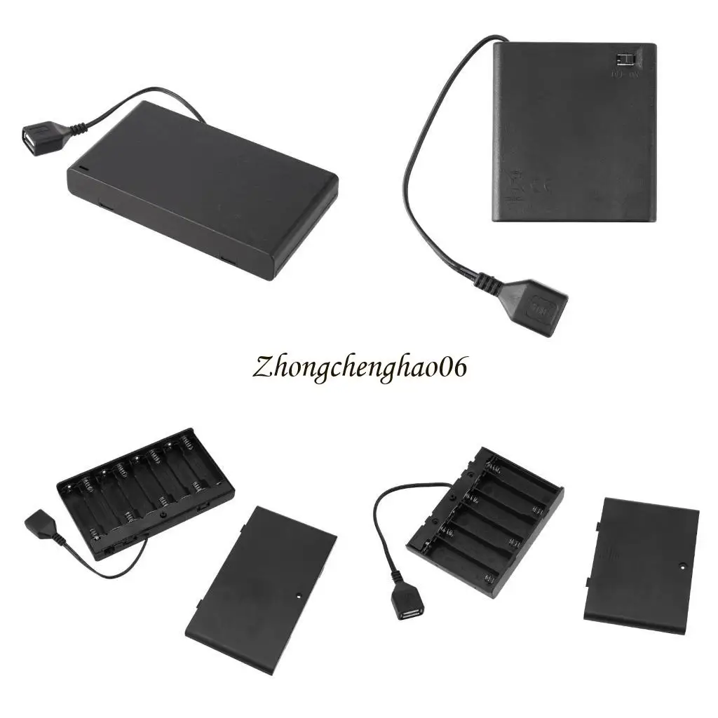 AA Battery Box AA Battery Case with USB Cable USB Battery Case Box Case 2/3/4/6/8 Slot AA Battery Box with Switches 601F