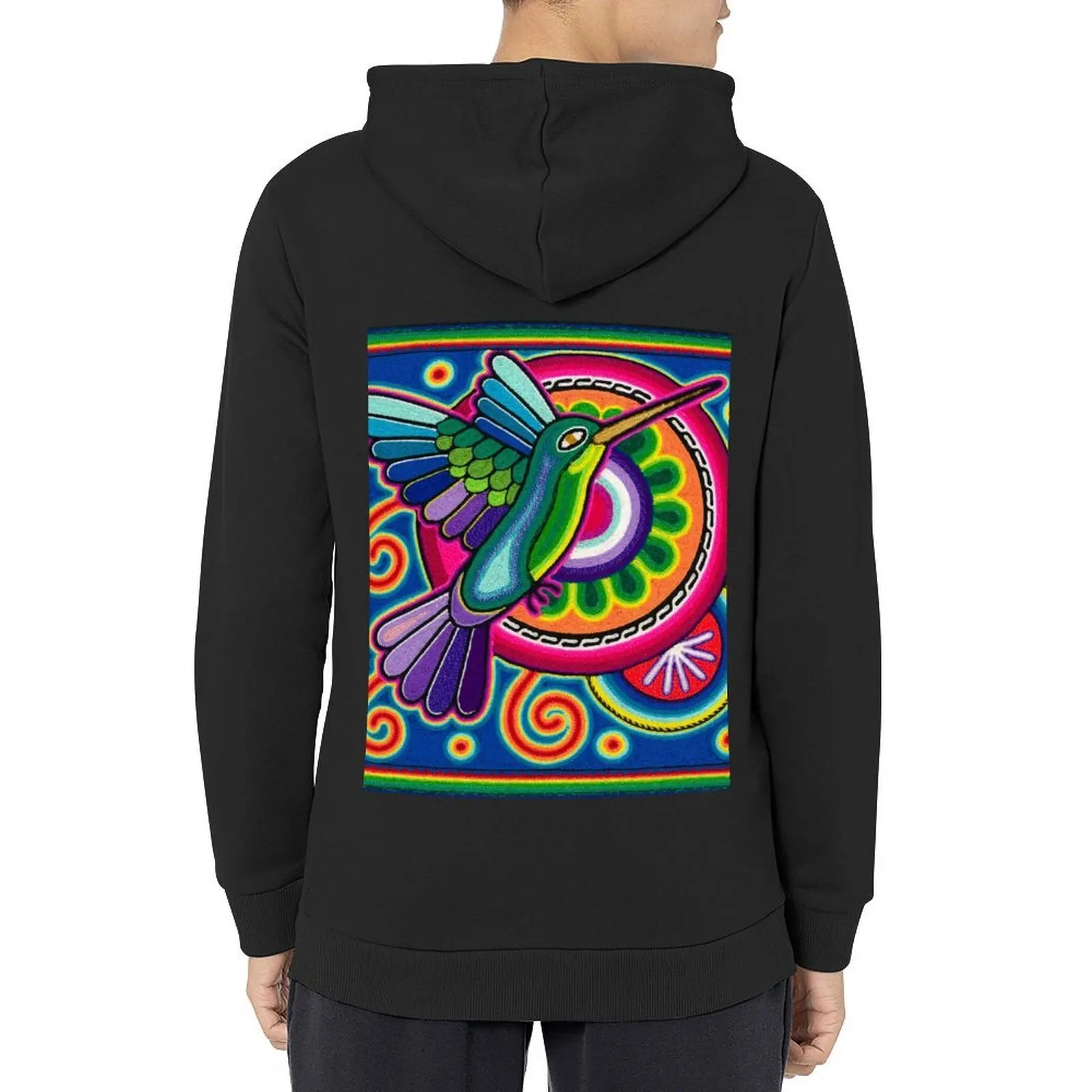 

Huichol hummingbird with hikuri Hoodie male clothes anime clothes hooded shirt aesthetic clothing new hooded tee