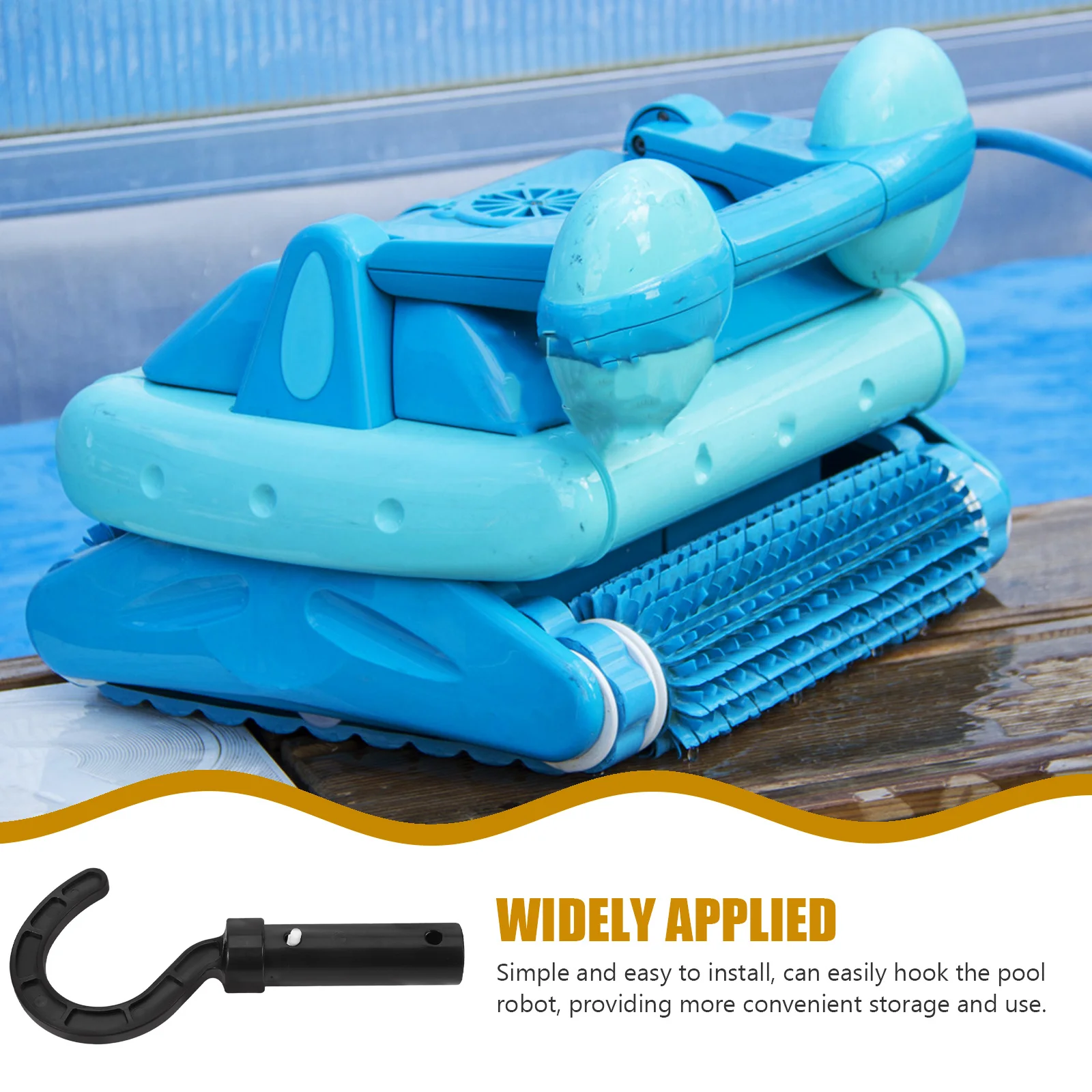 

Happyyami Pool Robot Hook Cleaning Equipment Storage Vacuum Net Hanger Accessory Plastic Black