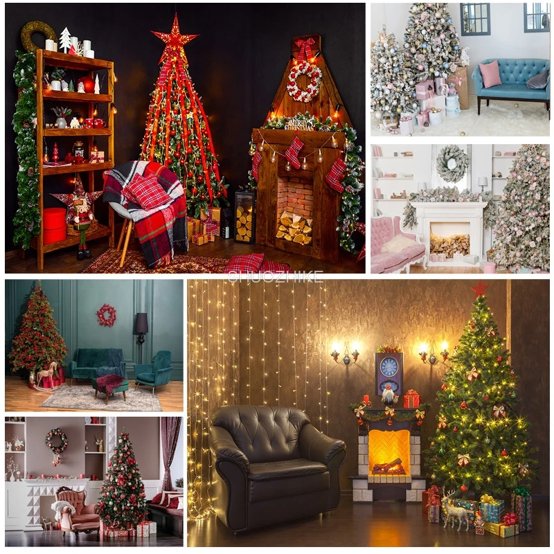 

SHUOZHIKE Christmas Indoor Theme Photography Background Christmas Tree Children Backdrops For Photo Studio Props DHY-03